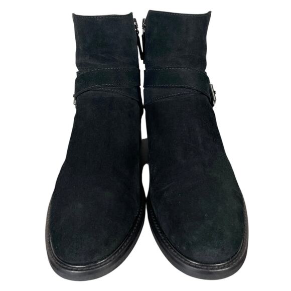 Aquatalia Bree Suede Ankle Boots Black Women’s 8 Side Zip Moto Dark Academia - Picture 8 of 11